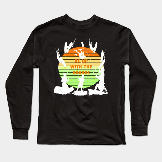 Kitesurfers Be Up With The Boards Retro Style Long Sleeve T-Shirt by taiche